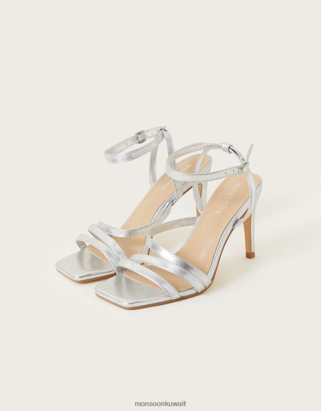 Monsoon accessorize - صندل بمقدمة مربعة بأشرطة أحذية فضة Monsoon نحيف N4BV8X1509