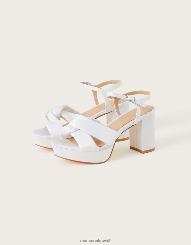 صندل بكعب عالي وعقدة من الساتان أحذية عاج Monsoon نحيف N4BV8X1513 - Monsoon kuwait online shopping