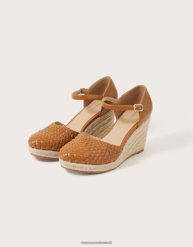 صندل إسفين مغلق من الأمام أحذية تان Monsoon نحيف N4BV8X1514 - Monsoon kuwait avenues