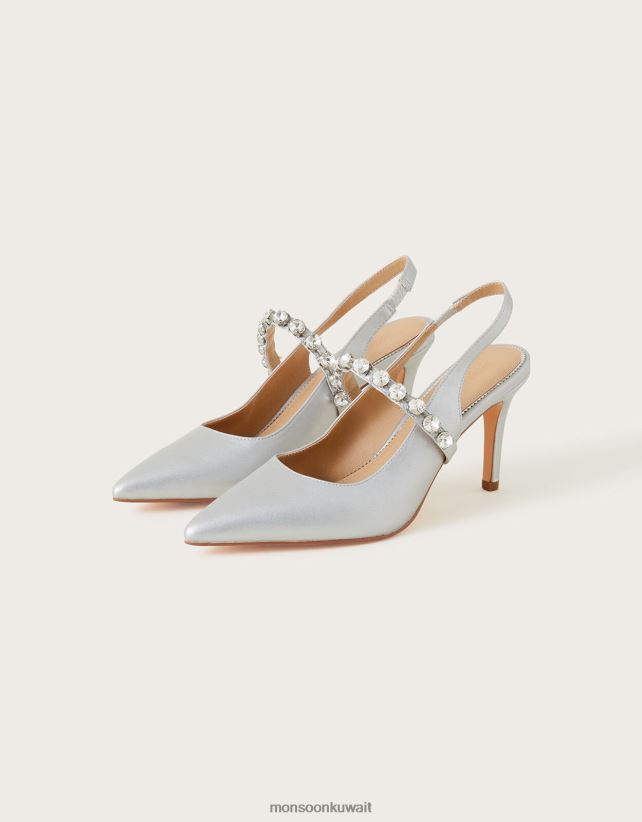 كعب معدني مدبب من الماس أحذية فضة Monsoon نحيف N4BV8X1555 - Monsoon kuwait avenues