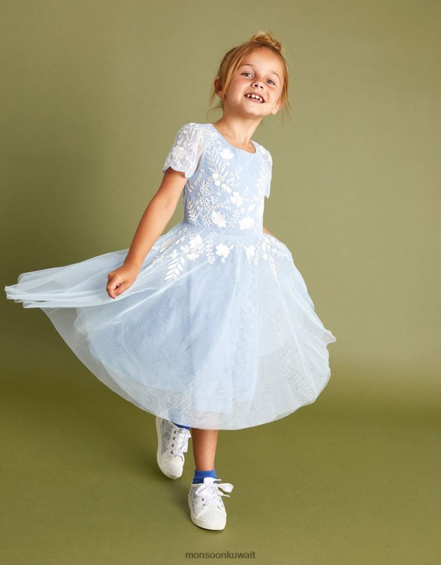 فستان حفلة من التول المطرز من إيمي ملابس أزرق Monsoon بنت N4BV8X1569 - Monsoon children