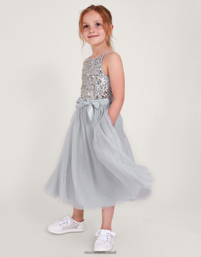 فستان مناسبات مزين بالترتر المُعاد تدويره من تروث ملابس رمادي Monsoon بنت N4BV8X1586 - Monsoon online customer service