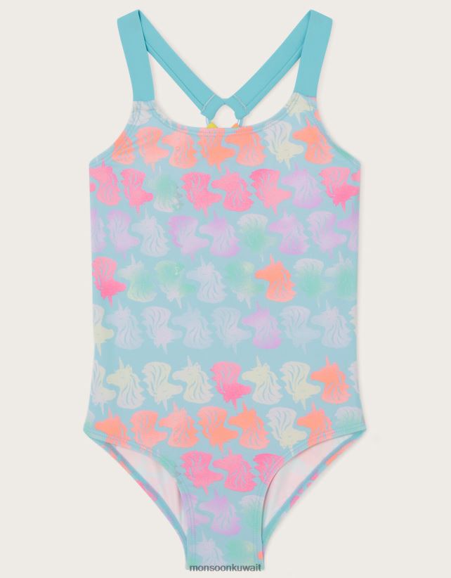 Monsoon Kuwait - ملابس سباحة بحزام خلفي على شكل رأس وحيد القرن ملابس الأزرق (الفيروز) Monsoon بنت N4BV8X1610