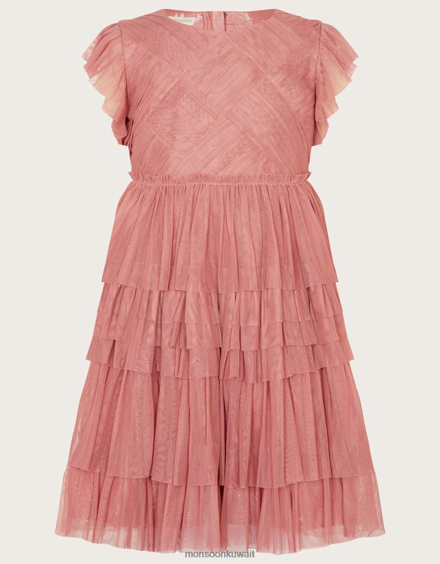 Monsoon UAE - نسج فستان حفلة شبكي ملابس لون القرنفل Monsoon بنت N4BV8X1625
