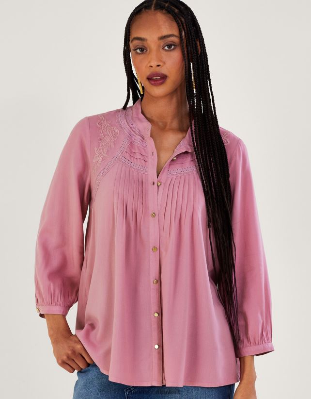 بلوزة تفاصيل الدانتيل ملابس الأرجواني (أرجواني) Monsoon نحيف N4BV8X163 - Monsoon children