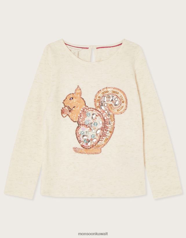 السنجاب طويلة الأكمام تي شيرت ملابس عاج Monsoon بنت N4BV8X1642 - Monsoon kuwait online shopping