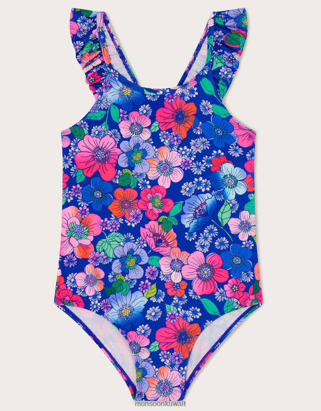 Monsoon accessorize - ملابس السباحة الأزهار الرجعية ملابس أزرق Monsoon بنت N4BV8X1643