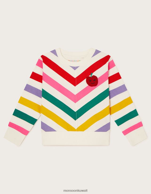 Monsoon معنى - سترة برقبة دائرية وشريط قوس قزح ملابس أزرق Monsoon بنت N4BV8X1645