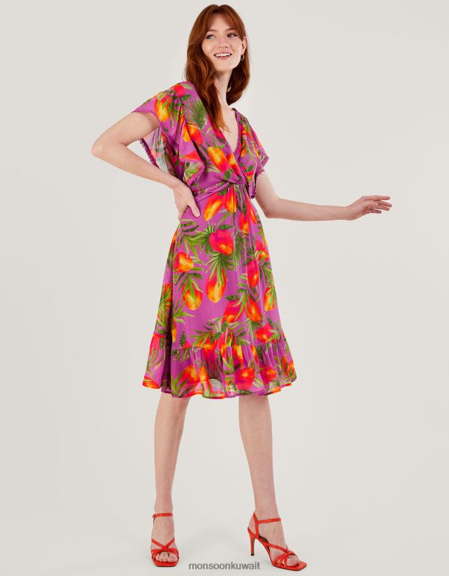فستان أتينا بطبعة من الفيسكوز المستدام ملابس أرجواني Monsoon نحيف N4BV8X167 - Monsoon kuwait online shopping