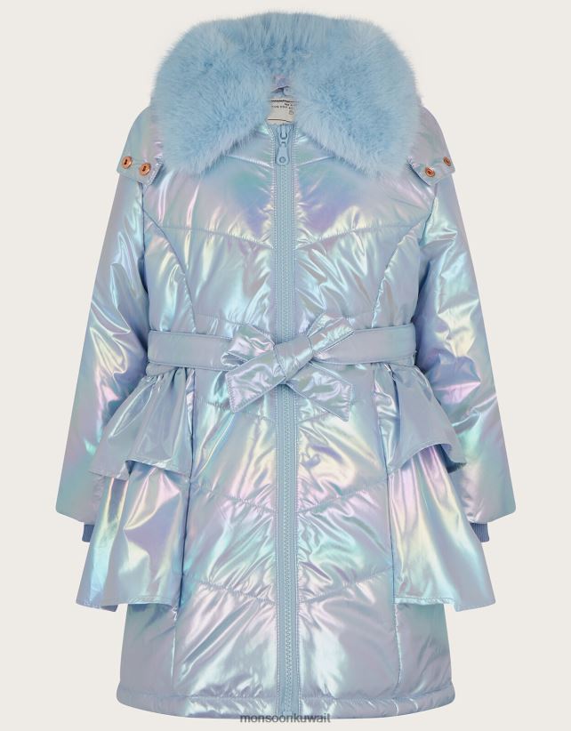 معطف مبطن بكشكشة معدنية ملابس الأزرق (الأزرق الشاحب) Monsoon بنت N4BV8X1677 - Monsoon online customer service