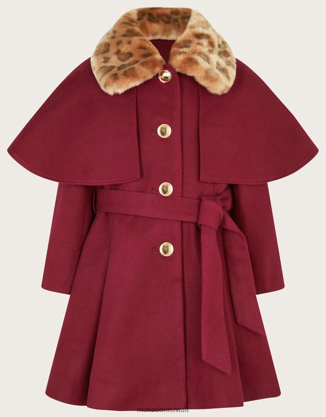 Monsoon Kuwait - معطف ذكي على طراز الرأس بحزام ملابس أحمر (بورجوندي) Monsoon بنت N4BV8X1714