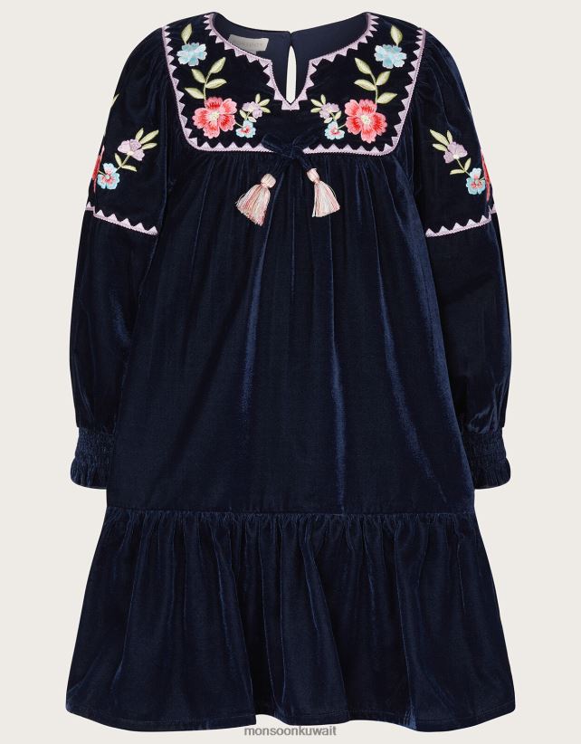 Monsoon accessorize - فستان بوهو مخملي بوتيك ملابس الأزرق الداكن) Monsoon بنت N4BV8X1718