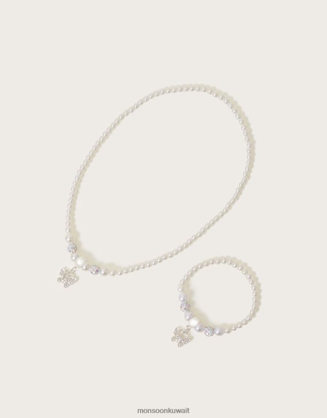Monsoon accessorize - طقم قلادة وسوار من اللؤلؤ على شكل فراشة رفرفة ملحق رشيقة Monsoon بنت N4BV8X1725