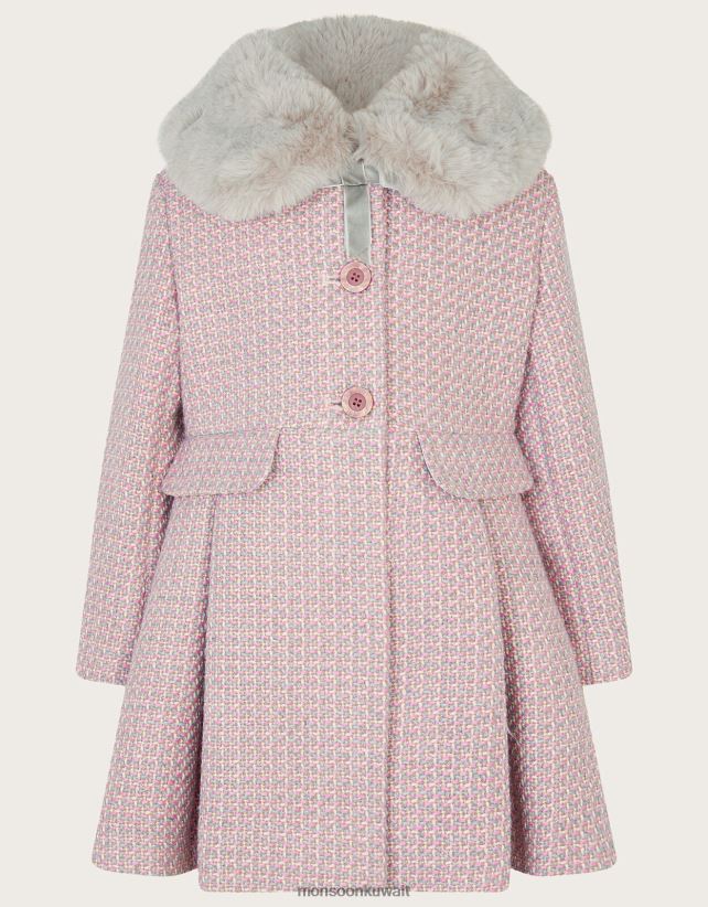 Monsoon accessorize - معطف من الفرو الصناعي من التويد ملابس رمادي Monsoon بنت N4BV8X1727