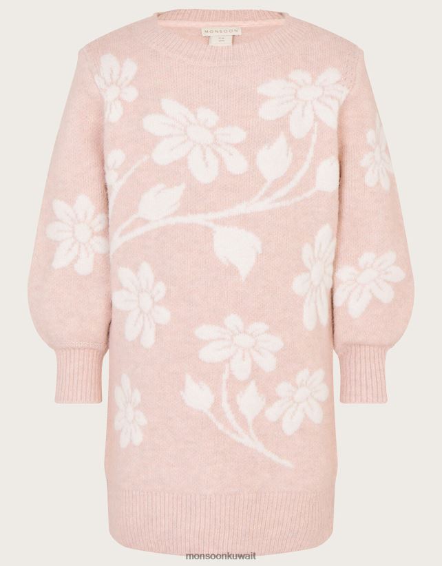 فستان زهرة محبوك ملابس لون القرنفل Monsoon بنت N4BV8X1728 - Monsoon kuwait online shopping