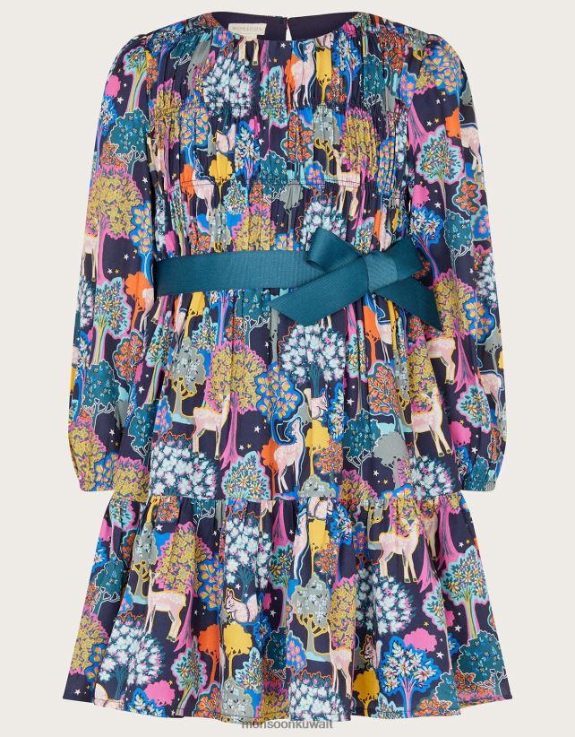 Monsoon Kuwait - فستان بطباعة الغابات ملابس أزرق Monsoon بنت N4BV8X1738