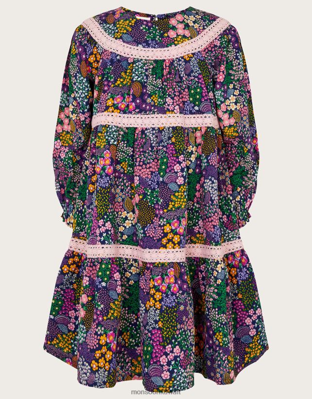 Monsoon UAE - فستان تفاصيل زخرفة الأزهار ملابس أزرق Monsoon بنت N4BV8X1742