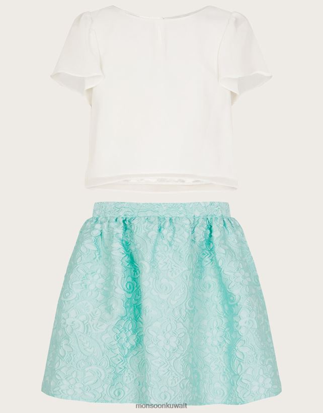 Monsoon accessorize - تنورة جاكار ومجموعة علوية عائمة ملابس أخضر Monsoon بنت N4BV8X1786