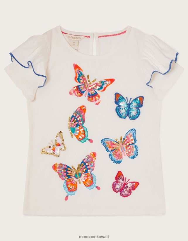 قمة الفراشة مزينة بالترتر ملابس عاج Monsoon بنت N4BV8X1811 - Monsoon kuwait online shopping