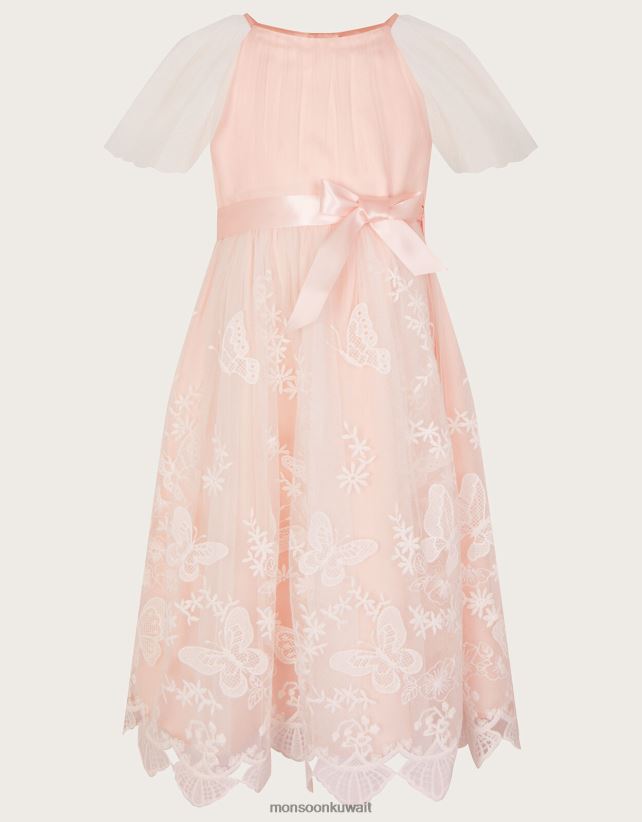 قد فستان الدانتيل الحدود فراشة ملابس الوردي (الوردي الشاحب) Monsoon بنت N4BV8X1813 - Monsoon kuwait online shopping