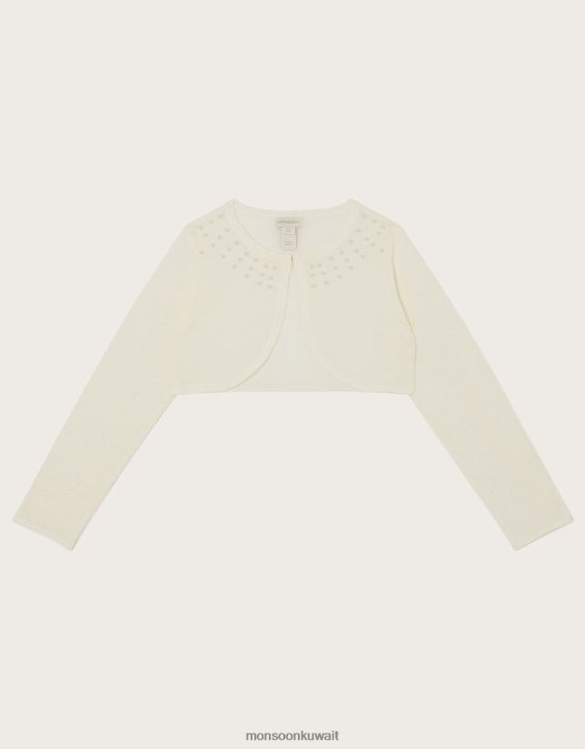Monsoon محل - سترة مزخرفة باللؤلؤ ملابس عاج Monsoon بنت N4BV8X1822