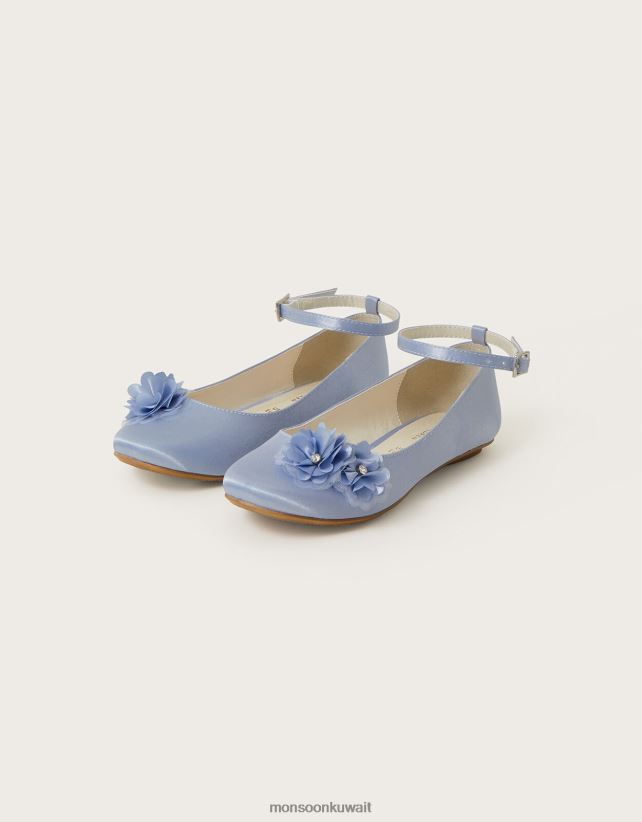 Monsoon محل - حذاء راقصة الباليه المسطح على شكل زهرة ديبورا ديامانتي أحذية أزرق Monsoon بنت N4BV8X1831