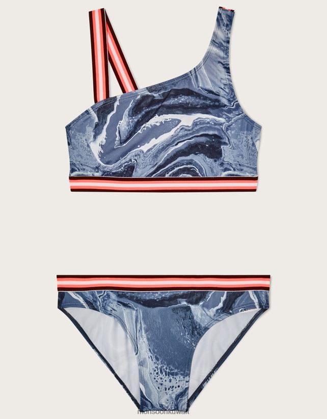 Monsoon Kuwait - طقم بيكيني رخامي بكتف واحد ملابس أسود Monsoon بنت N4BV8X1864