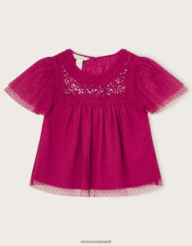 Monsoon معنى - جزء علوي مزين بالترتر للحفلات ملابس الوردي (الوردي الساطع) Monsoon بنت N4BV8X1890