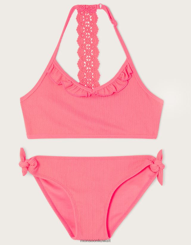 مجموعة بيكيني الكروشيه الملمس ملابس برتقالي (مرجاني) Monsoon بنت N4BV8X1901 - Monsoon children
