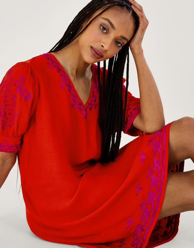 Monsoon accessorize - فستان تونك مطرز من كريسي ملابس البرتقالي Monsoon نحيف N4BV8X191