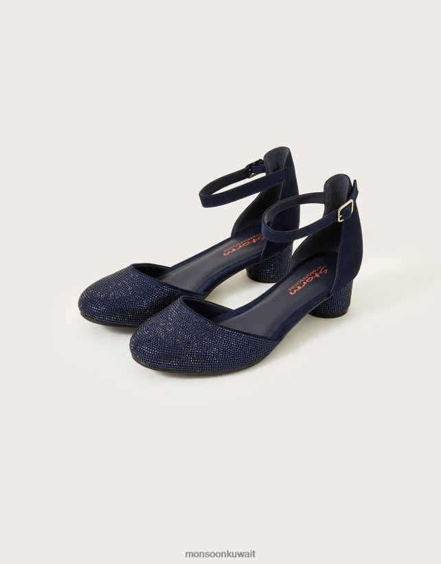 الكعب الماسي من جزأين أحذية الأزرق الداكن) Monsoon بنت N4BV8X1914 - Monsoon children