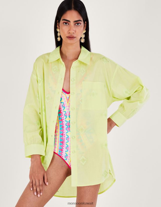 Monsoon معنى - ازتيك الماس قميص الشاطئ ملابس أخضر Monsoon نحيف N4BV8X197