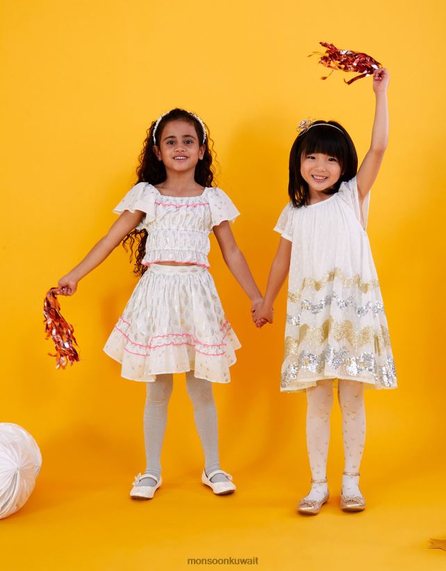 طقم تنورة وتنورة من رقائق البيزلي ملابس أبيض Monsoon بنت N4BV8X1978 - Monsoon online customer service