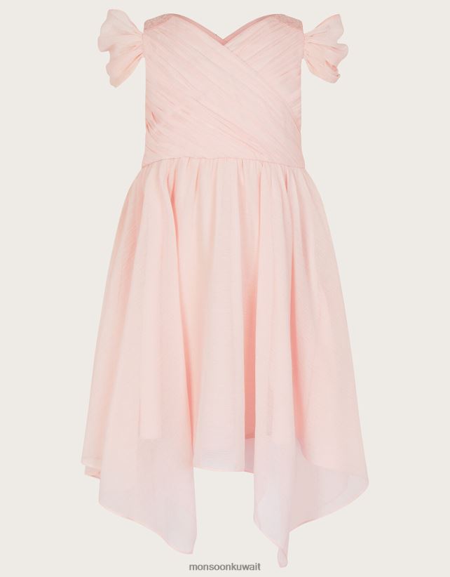فستان ملفوف بأكتاف باردة من البوليستر المعاد تدويره ملابس لون القرنفل Monsoon بنت N4BV8X1985 - Monsoon kuwait online shopping