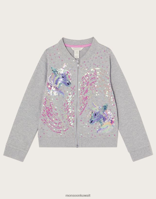سترة بومبر يونيكورن من القطن المستدام ملابس رمادي Monsoon أطفال N4BV8X1995 - Monsoon children