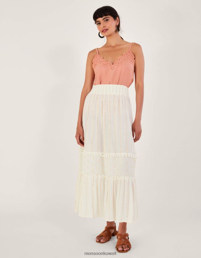 تنورة شاطئ معدنية بطبقات ملابس أبيض Monsoon نحيف N4BV8X200 - Monsoon kuwait avenues