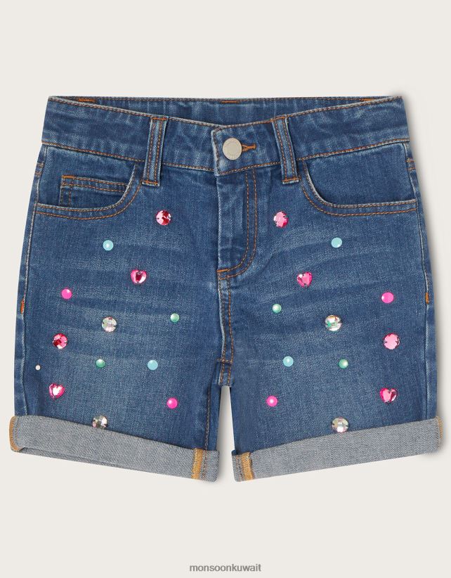 شورت جينز مزين بالأحجار الكريمة ملابس أزرق Monsoon بنت N4BV8X2010 - Monsoon online customer service