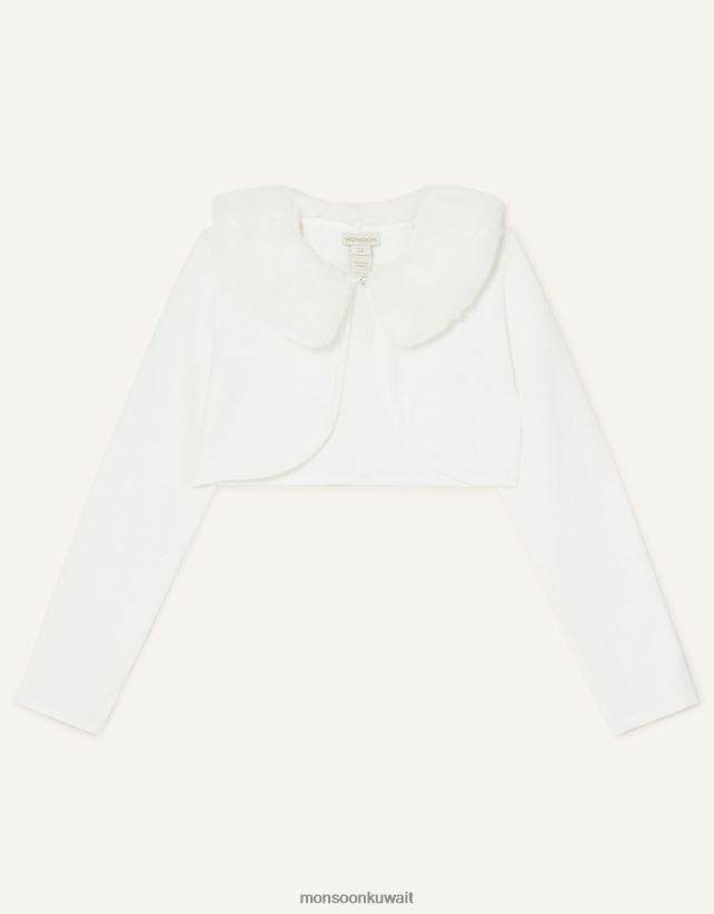 Monsoon UAE - سترة صوفية بياقة من الفرو الصناعي فائقة النعومة ملابس عاج Monsoon بنت N4BV8X2028