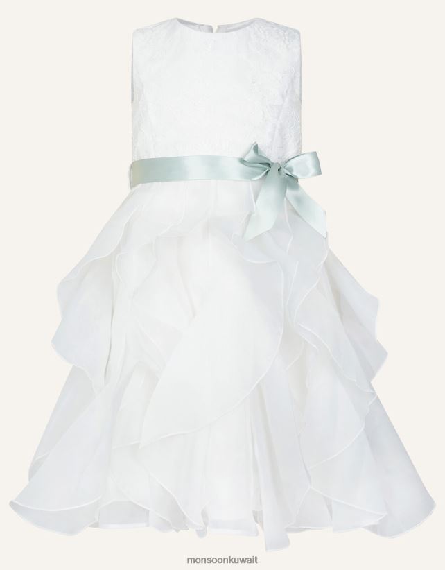 فستان كشكش من الدانتيل ملابس عاج Monsoon بنت N4BV8X2036 - Monsoon kuwait avenues