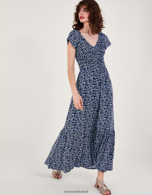 Monsoon Kuwait - فستان بطبعة جيو ملابس أسود Monsoon نحيف N4BV8X204