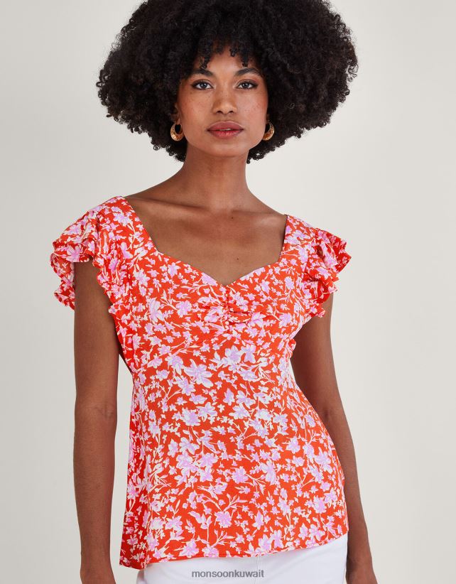 قميص ميرا بدون أكمام مصنوع من الفيسكوز المستدام ملابس أحمر Monsoon نحيف N4BV8X205 - Monsoon online customer service