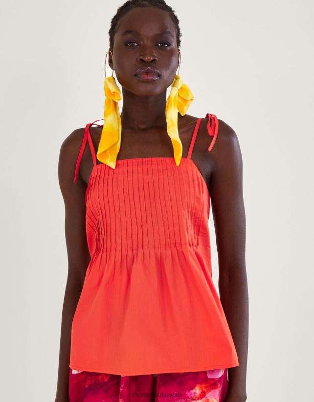 Monsoon Kuwait - بلوزة كامي بكسرات من تصميم فينيكس ملابس البرتقالي Monsoon نحيف N4BV8X206