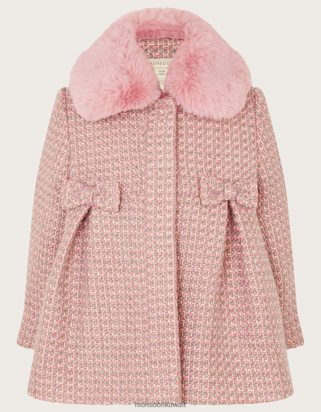 Monsoon accessorize - معطف من الفرو الصناعي للأطفال من التويد ملابس رمادي Monsoon بنت N4BV8X2067