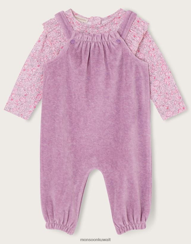 Monsoon معنى - مجموعة رومبير قطيفة بطبعة ديتسي لحديثي الولادة ملابس الأرجواني (أرجواني) Monsoon أطفال N4BV8X2091