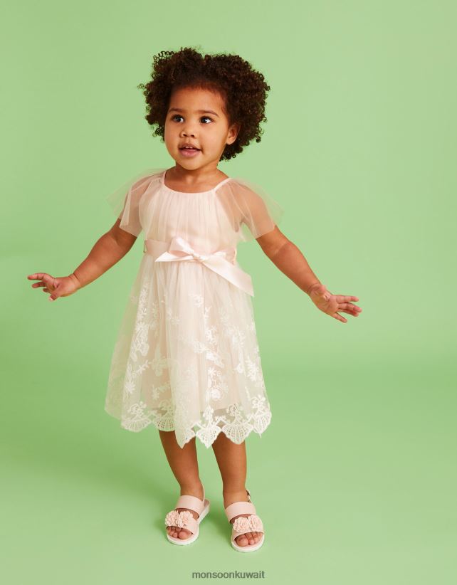 فستان دانتيل على شكل فراشة من بيبي ماي ملابس لون القرنفل Monsoon بنت N4BV8X2104 - Monsoon online customer service