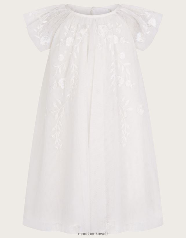 Monsoon accessorize - فستان بيبي أميليا مطرز شبكي ملابس عاج Monsoon بنت N4BV8X2122