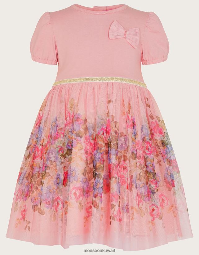 Monsoon Kuwait - فستان بطباعة ديسكو بوسي للأطفال ملابس لون القرنفل Monsoon بنت N4BV8X2128