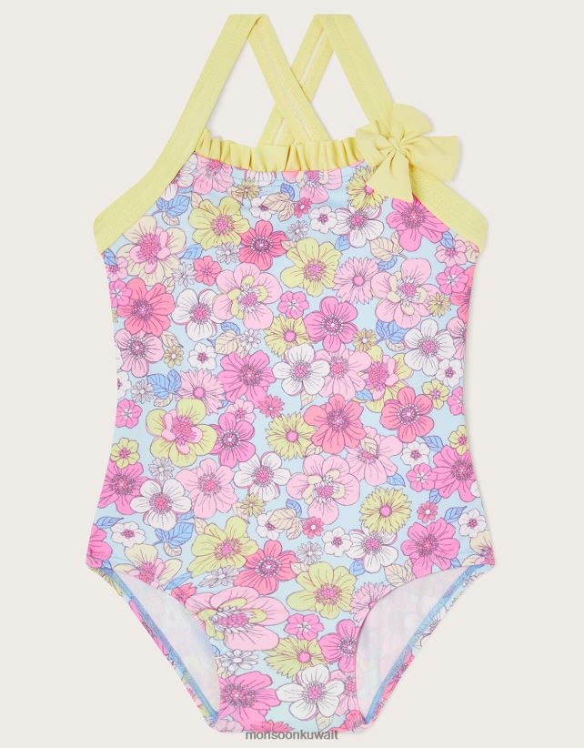 ملابس سباحة مكشكشة بزهور كلاسيكية للأطفال ملابس أزرق Monsoon بنت N4BV8X2159 - Monsoon kuwait avenues