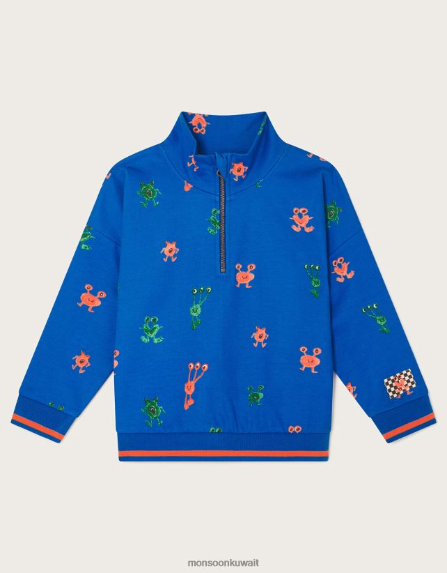 بلوفر نصف سحاب على شكل وحش ملابس أزرق Monsoon ولد N4BV8X2196 - Monsoon online customer service