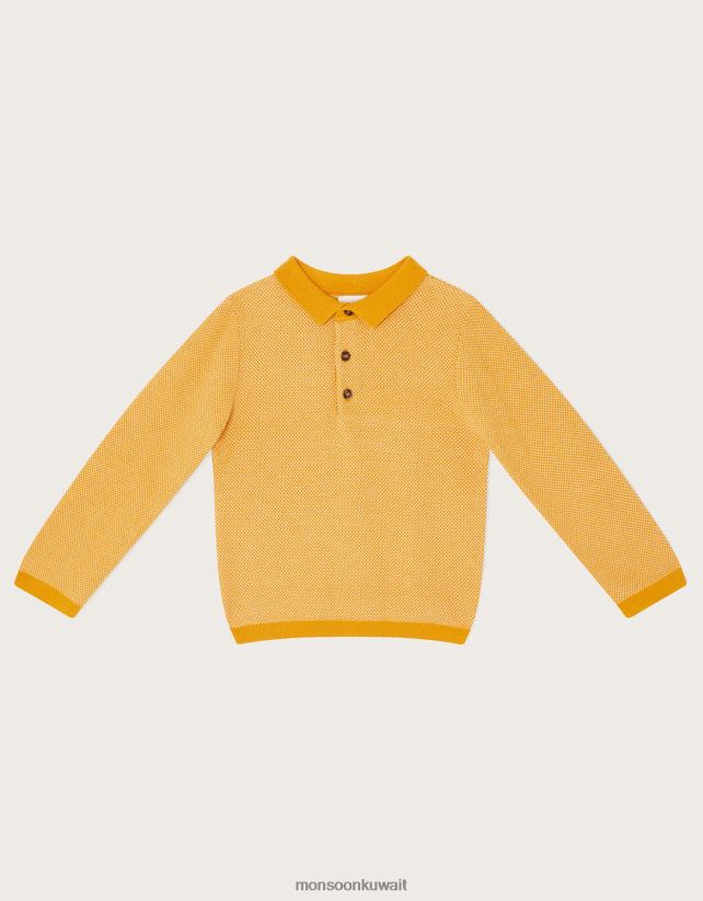 Monsoon معنى - سويت شيرت بولو متماسك مختلط ملابس الخردل الأصفر) Monsoon ولد N4BV8X2236